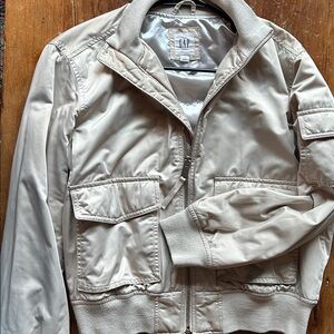 Vintage GAP Cropped Utility Jacket | Beige Bomber Jacket | Minimalist | Small